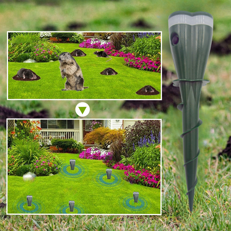 Fonome™ Solar Sonic Mole Repellent Stakes – Waterproof Ultrasonic Yard Pest Repeller (Offer)