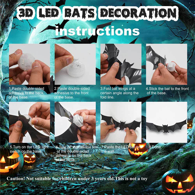🦇Halloween 3D Bat LED Wall Light Decor (offer)