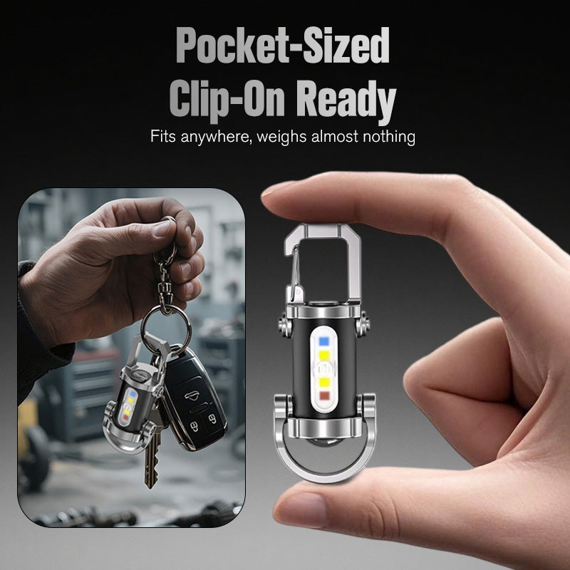 🔦 Pocket Keychain Flashlight – Rechargeable LED + COB Dual Light (offer)