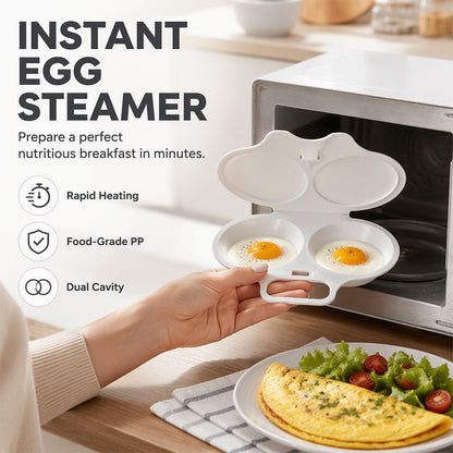 🥳2026 HOT SALE🥳💞50K+ SOLD! 🥗🎁 50% OFF + BUY 2 GET 1 FREE! Microwave Egg Poacher ! Dual‑cavity, non‑stick & easy clean. Healthier than frying – stock up & save! 🏠✅