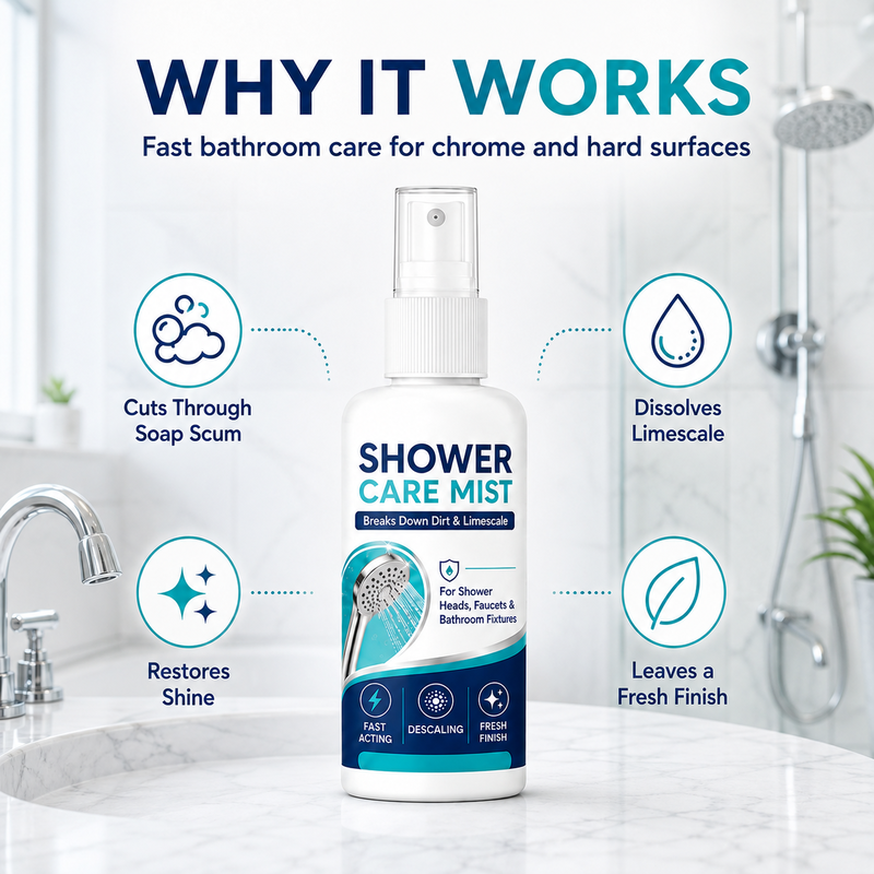 ⏳🏆LAST DAY SALE!! 🚿✨Fast-Acting Shower Limescale Remover Spray – Dissolves stubborn mineral deposits & hard water stains. Restores water flow & shine – just spray & wipe! 🧼💪