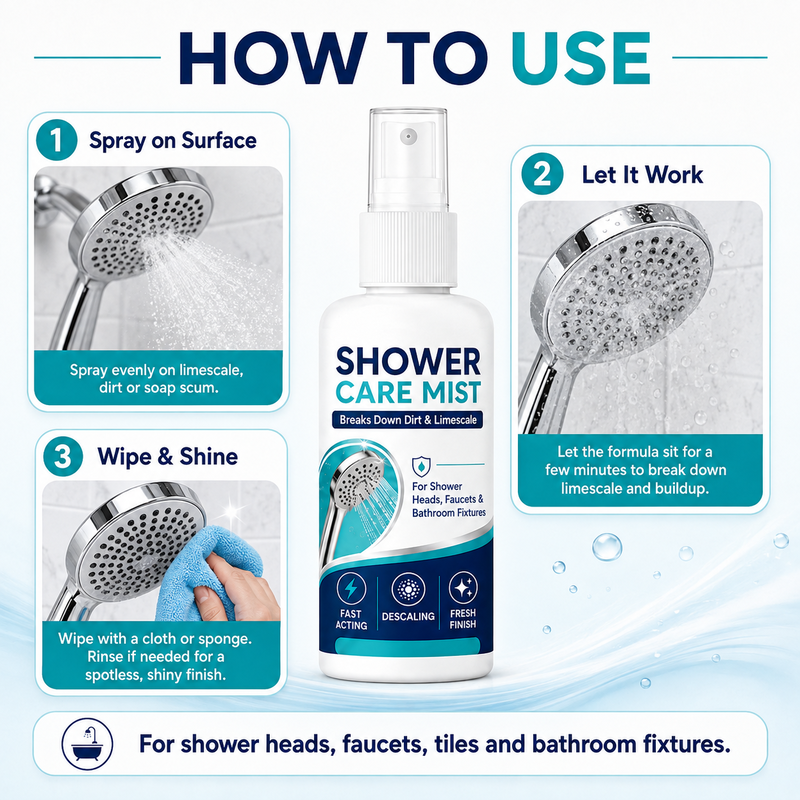 ⏳🏆LAST DAY SALE!! 🚿✨Fast-Acting Shower Limescale Remover Spray – Dissolves stubborn mineral deposits & hard water stains. Restores water flow & shine – just spray & wipe! 🧼💪