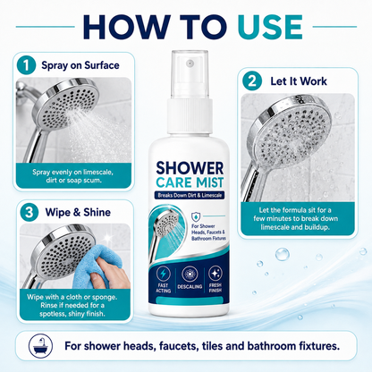 ⏳🏆LAST DAY SALE!! 🚿✨Fast-Acting Shower Limescale Remover Spray – Dissolves stubborn mineral deposits & hard water stains. Restores water flow & shine – just spray & wipe! 🧼💪