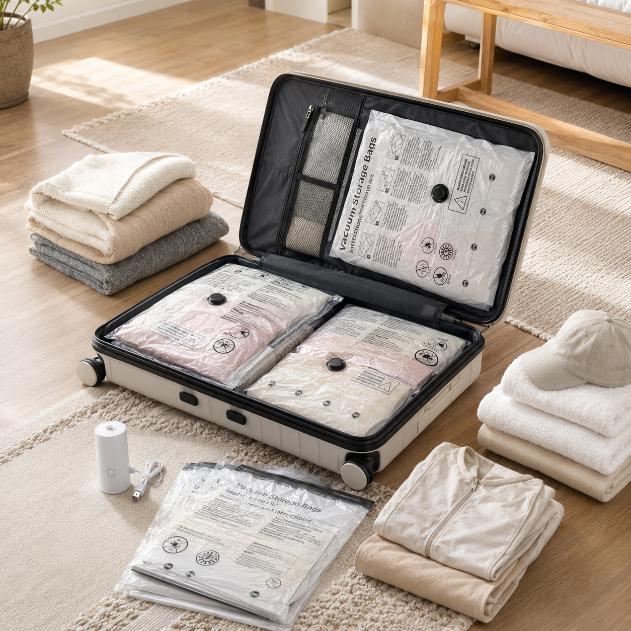 A travel packing system that helps you fit more into a carry-on